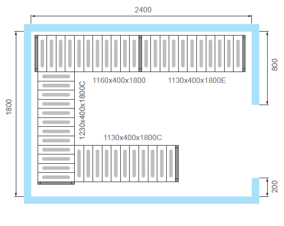 Комплект стеллажей для КХН-8,81 - Вар.2