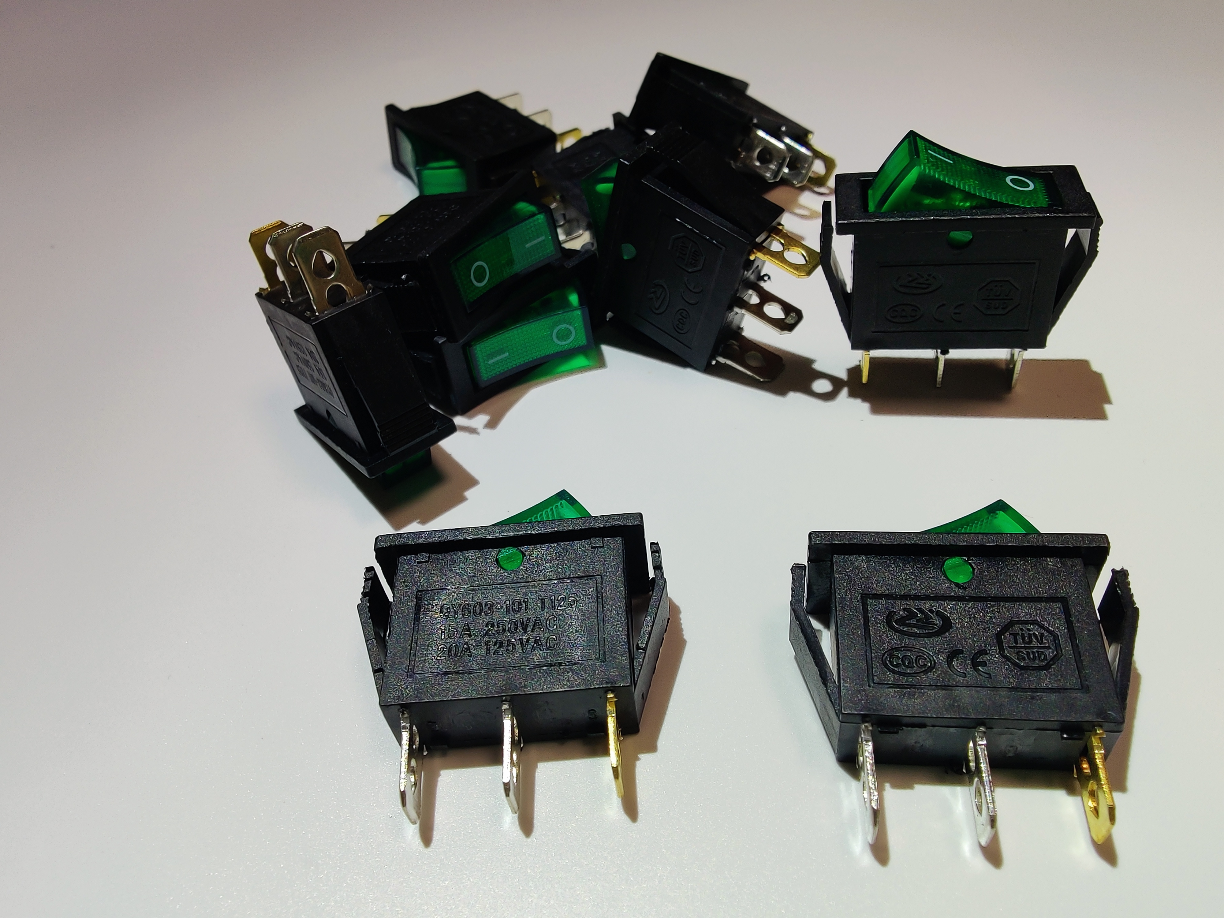 Переключатель SС 791, 3с 220V, 15A  зеленый (16463/210917/0015163)