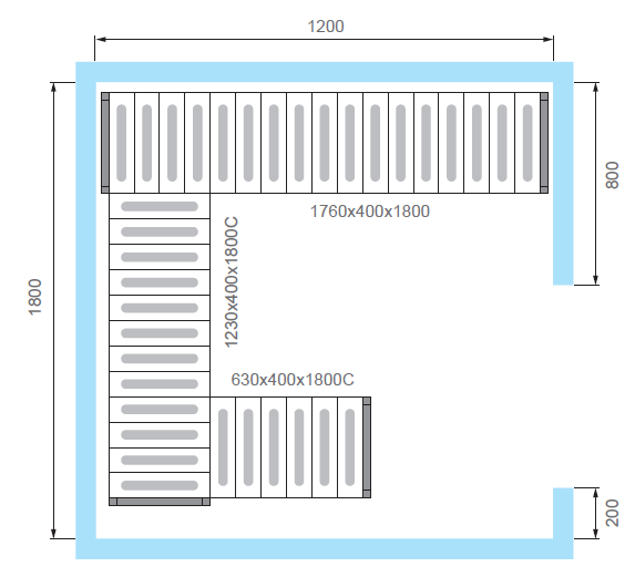 Комплект стеллажей для КХН-6,61 - Вар.2