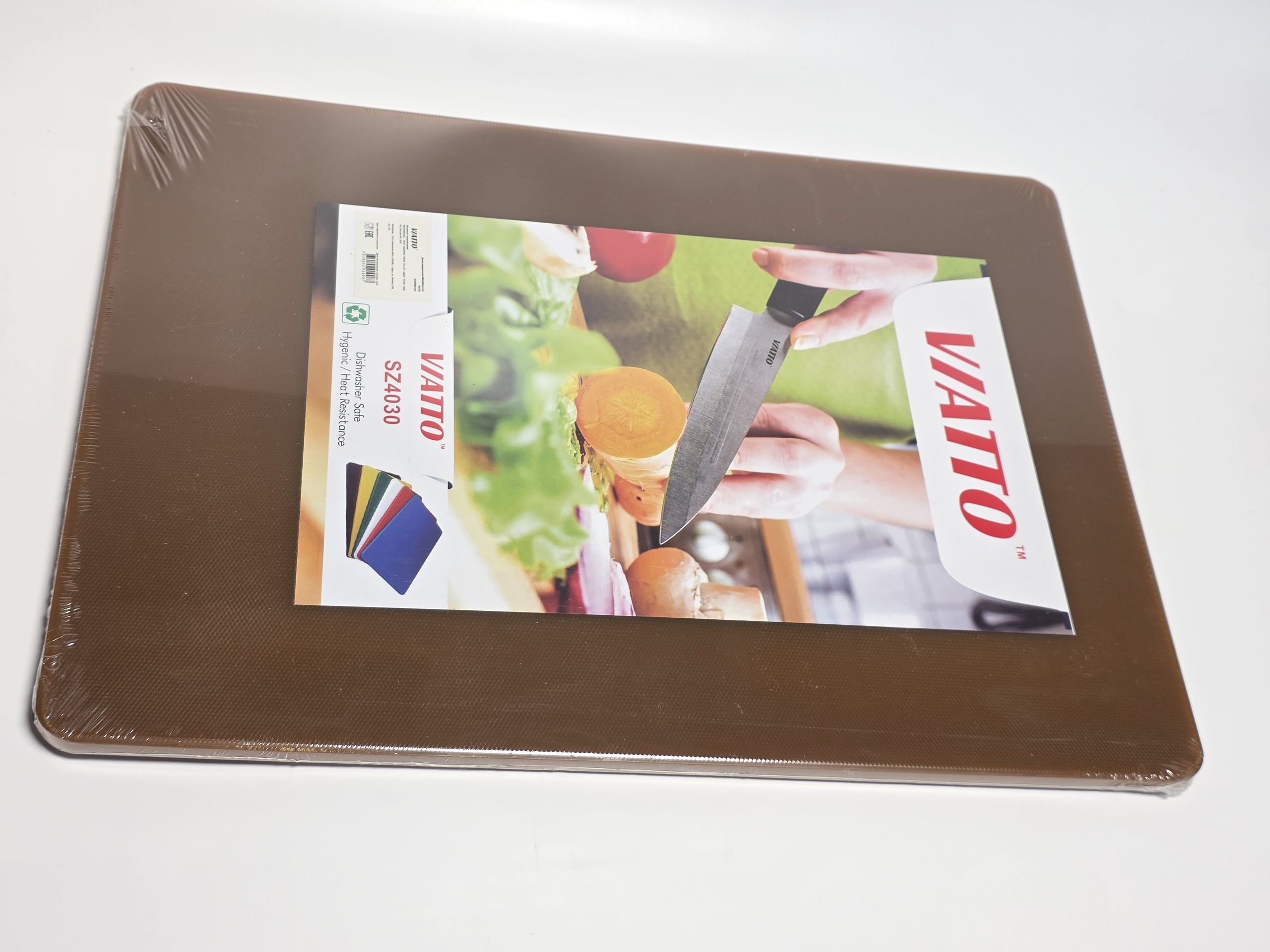 Доска разделочная 400x300x12мм VIATTO код SZ4030brown пластиковая профессиональная (для колбас и вареного мяса) цвет коричневый