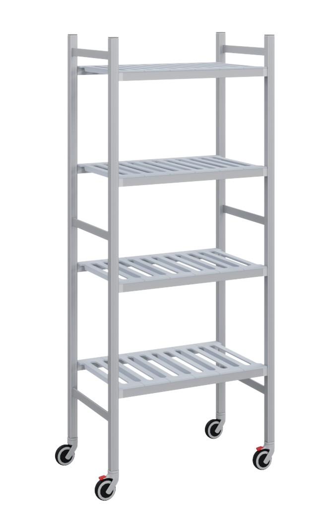 Мобильный стеллаж-тележка LOAD.ME.MOBILE POLY, 4 яруса, Г400, В1850