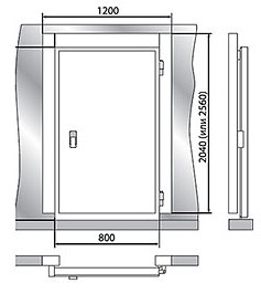 Дверной блок с распашной дверью 2040*1200*80 (св.пр.1850*800)