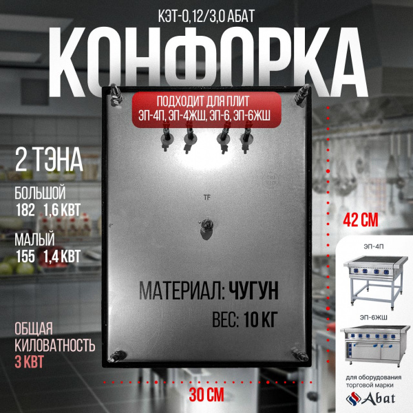 Конфорка КЭТ-0,12/3,0 Абат для плит ЭП Abat "Чувашторгтехника" (Комплект 2шт.) код 710000000474
