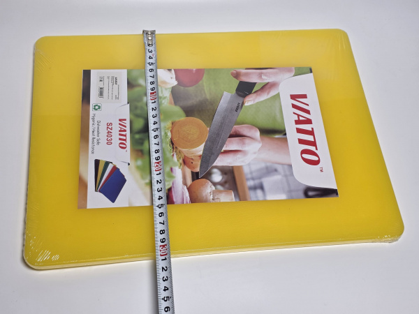 Доска разделочная 400x300x12мм VIATTO код SZ4030yellow пластиковая профессиональная (для сырой птицы) цвет желтый