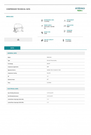 Компрессор EMX 6165U Embraco Aspera 511Вт