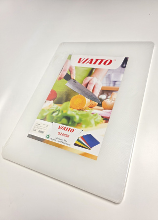 Доска разделочная 400x300x12мм VIATTO код SZ4030white пластиковая профессиональная (для молочных продуктов и хлеба) цвет белый