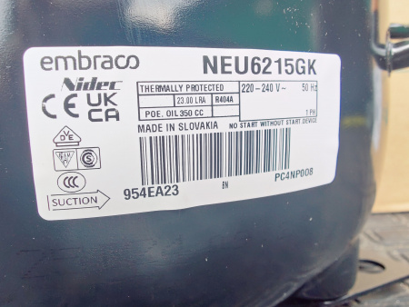 Компрессор NEU 6215 GK R404a 1862Вт MBP Embraco Aspera код 954EA23M1AJ (NEU6215GK)