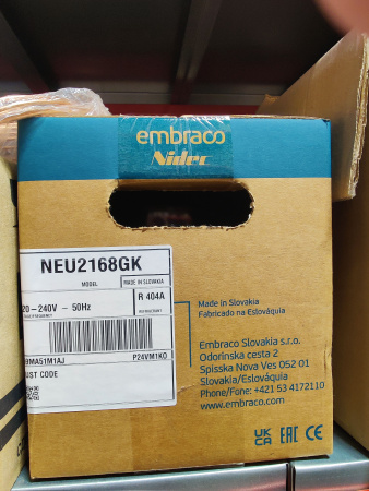 Компрессор NEU 2168 GK R404a 742Вт LBP Embraco Aspera код 959MA51M1AJ