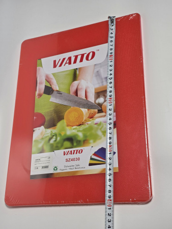 Доска разделочная 400x300x12мм VIATTO код SZ4030red пластиковая профессиональная (для сырого мяса) цвет красный