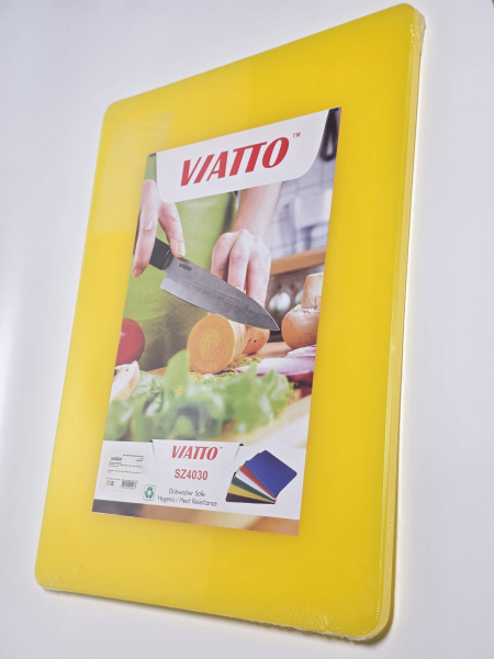 Доска разделочная 400x300x12мм VIATTO код SZ4030yellow пластиковая профессиональная (для сырой птицы) цвет желтый