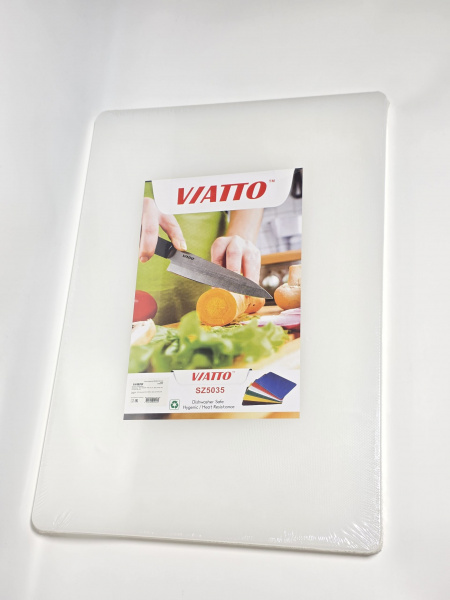 Доска разделочная 500x350x18мм VIATTO код SZ5035white пластиковая профессиональная (для молочных продуктов и хлеба) цвет белый