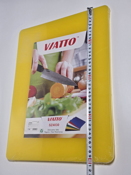 Доска разделочная 400x300x12мм VIATTO код SZ4030yellow пластиковая профессиональная (для сырой птицы) цвет желтый