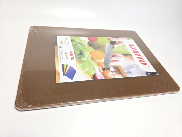 Доска разделочная 400x300x12мм VIATTO код SZ4030brown пластиковая профессиональная (для колбас и вареного мяса) цвет коричневый